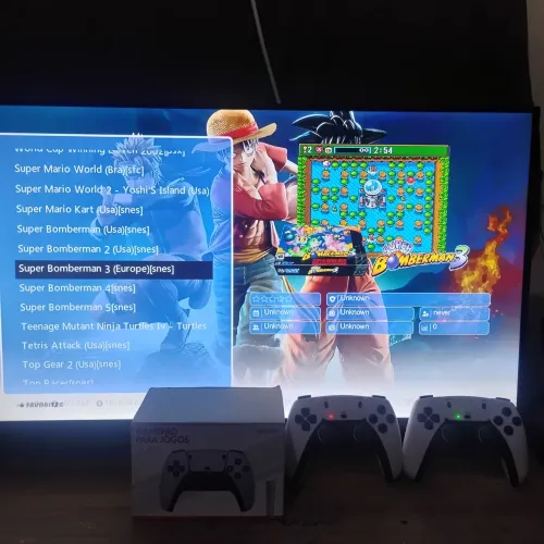 Game Stick / Console Retrô 4K com Milhares de Jogos + 2 Controles Sem Fio