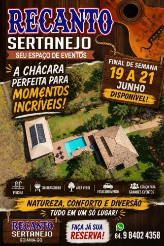 Chácara de Locação de eventos e descanso Goiânia Br 060 e Palmeiras de Goiás