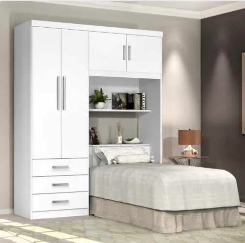 Guarda Roupa Modulado Casal 5 Portas com 2 Gavetas Cinamomo/Off White
