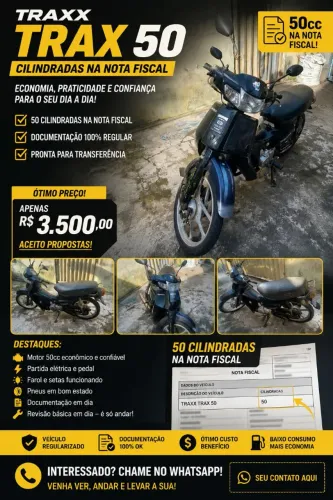 Traxx 50 na nota fiscal