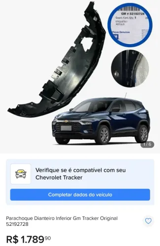 Para choque dianteiro inferior Tracker original 2026