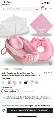 Vendo kit ninho + almofada de amamentação 