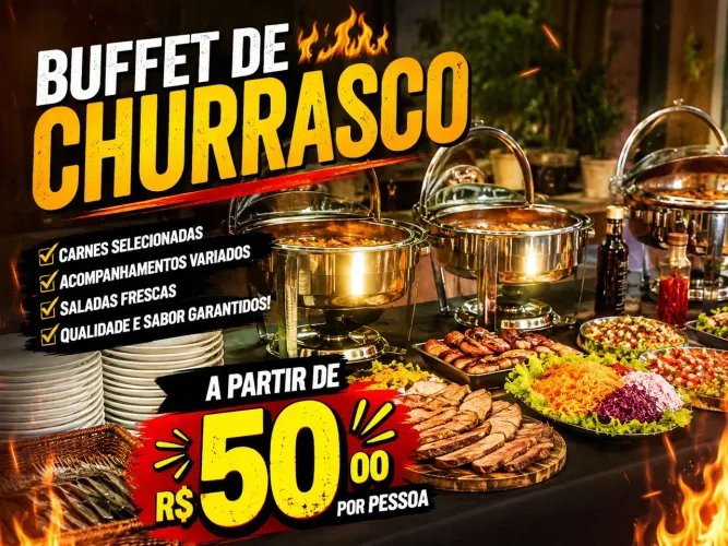 Buffet de churrasco a partir de 50 reais por pessoa