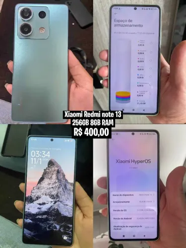 Xiaomi Redmi Note 13 256GB 8GB RAM<br>funcionando perfeitamente <br><br>Entrego