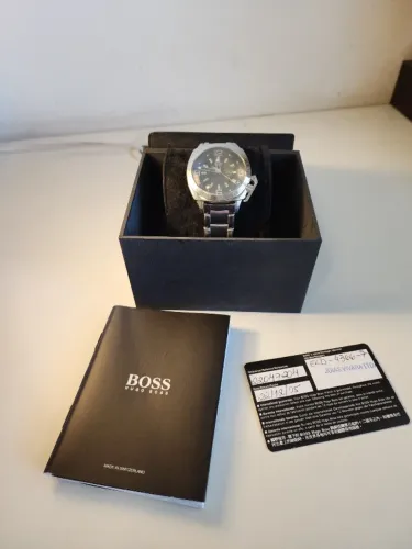 Lindo Relógio Hugo Boss Masculino Original Swiss Made - Aço Inox, Mostrador Preto, 100m