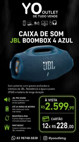 JBL Boombox 4, azul, LACRADA, NF e garantia