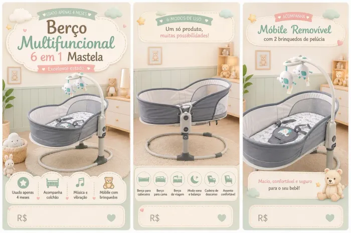 Berço Multifuncional Mastela 6 em 1 - Excelente Estado | Usado apenas 4 meses