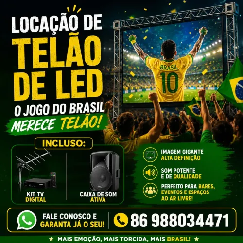 Locação de Telão de LED 3x2m ou 4x2m com Kit Digital e Caixa de Som