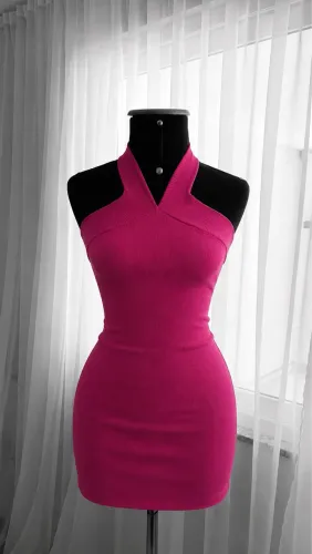     Vestido rosa pink justo estilo festa elegante