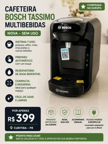 Cafeteira Bosch Tassimo Multibebidas - Nova, sem uso