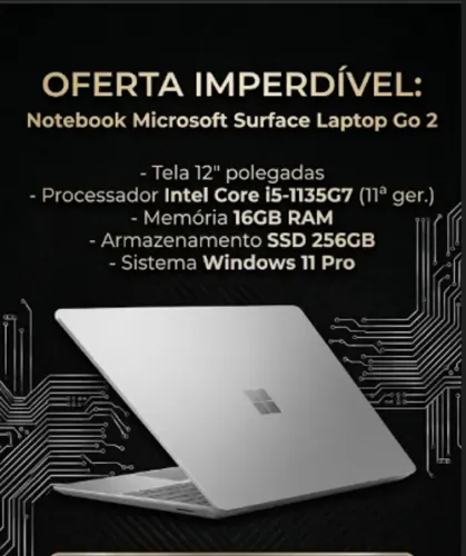 Notebook Microsoft Surface Laptop Go 2 i5 1135G7 16GB 256GB - Seminovo em Excelente Estado
