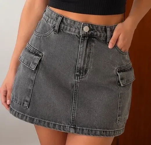 Mini Saia Jeans Preta 