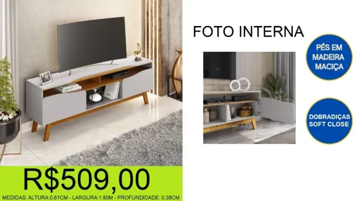 rack - retro - off - pés de madeira maciça - compre e retire hoje mesmo