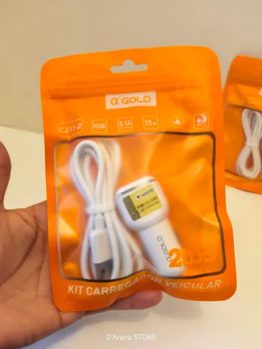 Kit carregador veicular com cabo tipo C ou ios iPhone Lightning 