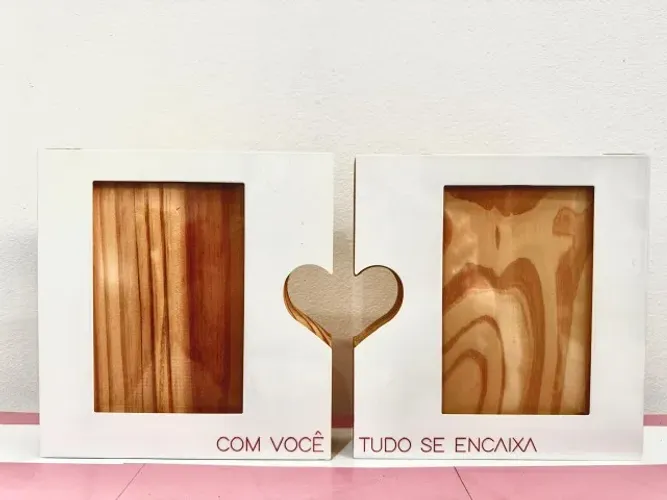 Porta Retrato com Design único da Geguton - Com Você Tudo se Encaixa