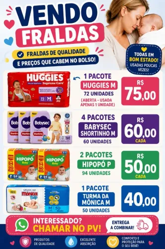 Fraldas Descartáveis TAM. P é M