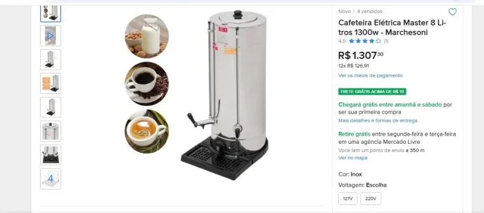 Cafeteira elétrica Master 8 litros 