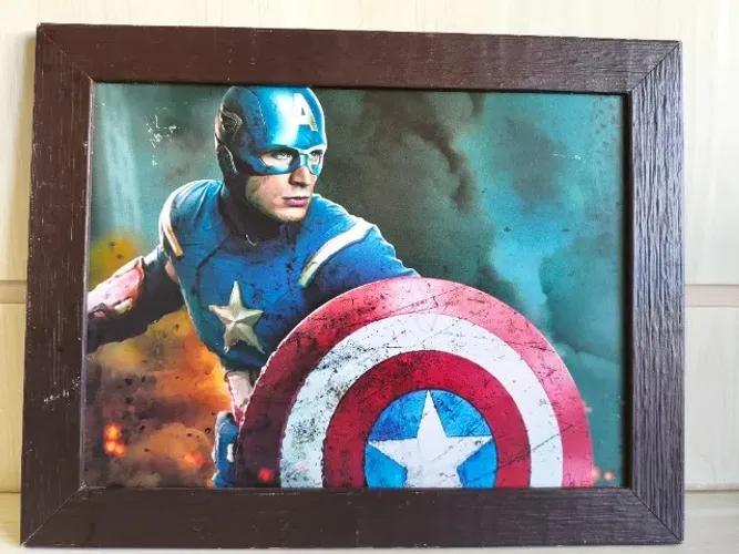 Poster Quadro Capitão América  lindo   em Madeira  peça única.  