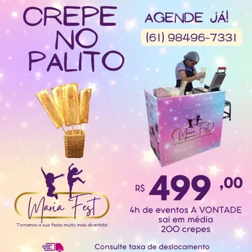 Crepe no palito 4h de evento a VONTADE 