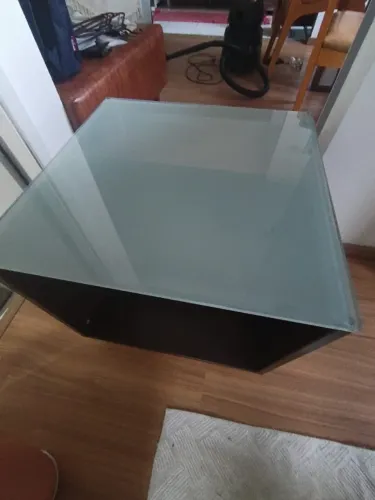 MESA DE CANTO COM VIDRO E RODINHAS TOK STOK