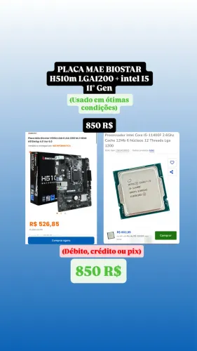 Placa mae H10M + I5 11400f