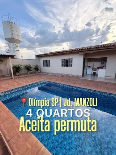 CASA EM OLÍMPIA SP 4 QUARTOS E PISCINA, ACEITA PERMUTA