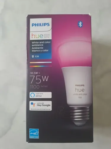 Lâmpada Inteligente Philips Hue Colorida 16 Milhões de Cores Bluetooth 1100 Lúmens