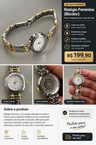Relógio Feminino Bicolor