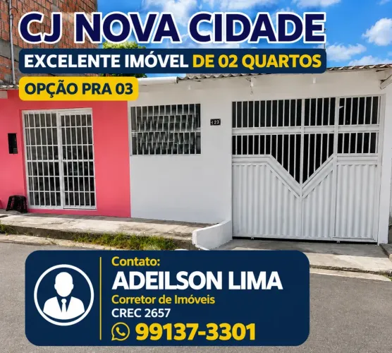 CJ NOVA CIDADE, Imóvel de 02 Qtos com Opçãp pra 03 Quartos
