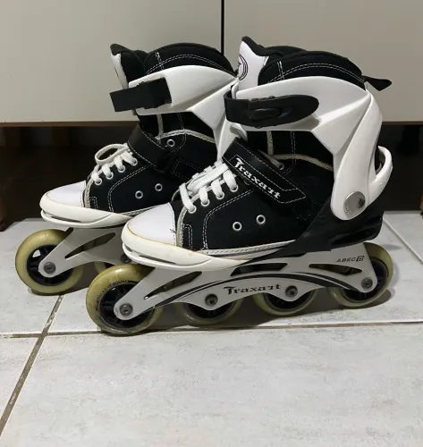 patins inline traxart preto e branco 36/37