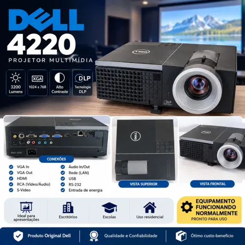 Projetor Dell 4220 - HDMI | XGA | 3200 Lumens