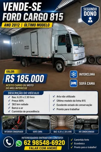 Vende-se Ford cargo 815 top 2 dono 185mil
