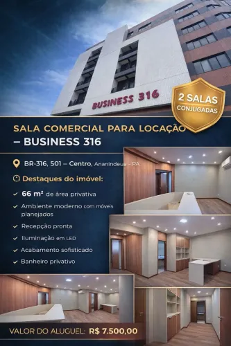 Sala comercial com 66m2 Bussiness 316