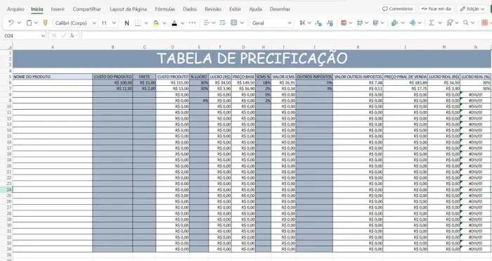 PLANILHA DE PRECIFICAÇÃO-EXCEL