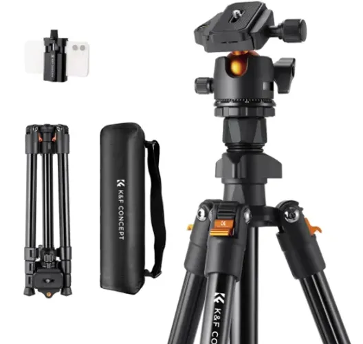 Tripé K&F Concept K234A0 com Cabeça BH-28 - Leve, Resistente e Ideal para Aventuras Fotogr
