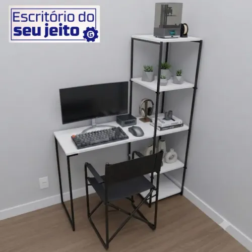 Escrivaninha Industrial NOVA Mesa com Estante Multiuso para Computador Notebook de Estudo