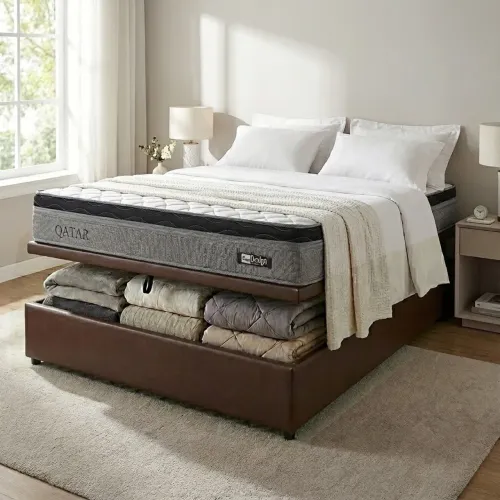 Colchão Casal Qatar D28 + Base Box Baú Corino- Produto Novo Entrega Rápida