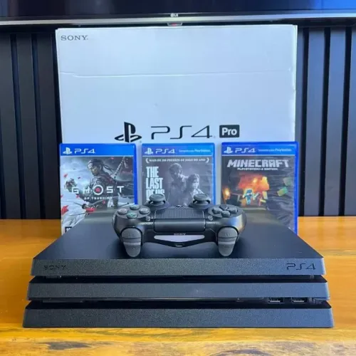 PS4 Pro 1TB Seminovo Completo Na Caixa Com Controle e Jogo