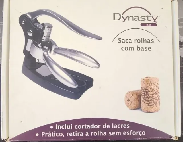 Saca-Rolhas Profissional Dynasty com Base e Corta Lacre - Novo na Caixa