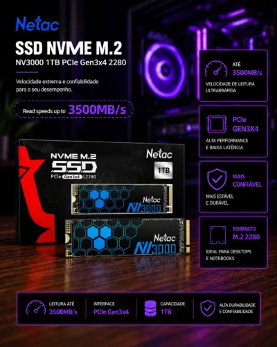 SSD Netac 1TB NVME 3500mbs