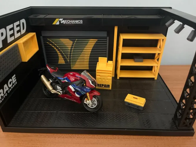 Diorama Garagem com Miniatura Cbr1000