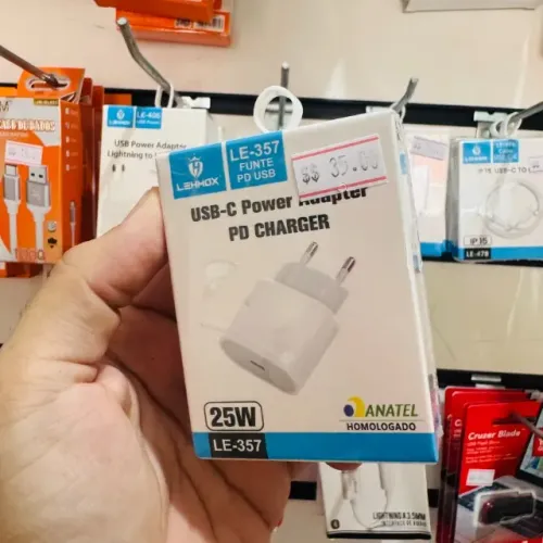 Fonte Tomada 25w para Cabo USB-C - Lehmox