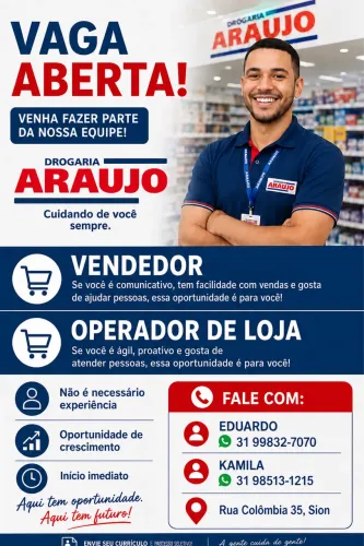 Vagas para operador e vendedor