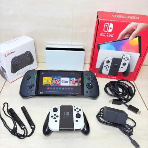 Leia Nintendo Switch Oled Branco 64GB + 256GB Desbloqueado Completo + Controle LinYuvo