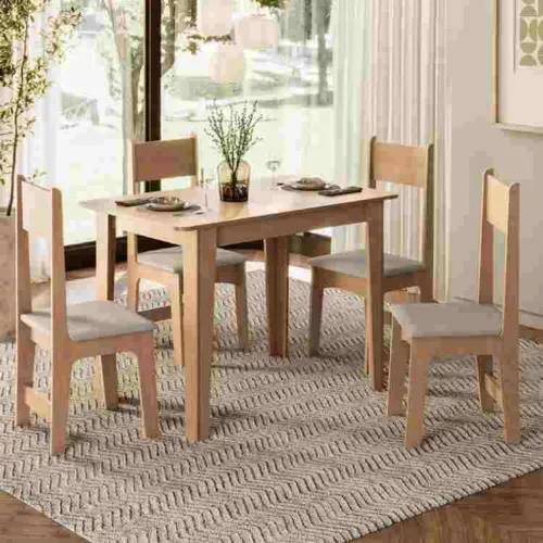 Conjunto Sala Jantar Delta Tmp Retangular Mel 110 com 4 Cds Delta Mel