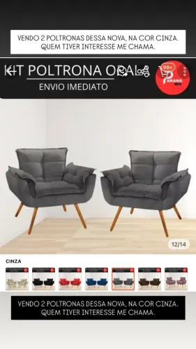 VENDO 2 POLTRONAS NOVA NA COR CINZA ( VENDO ATÉ POR R$300,00 )