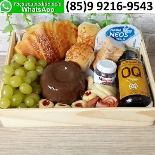 Cesta de Café da Manhã Luxo Premium Croissant Mini Bolo de Chocolate