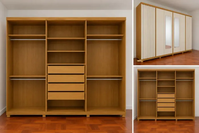 Guarda-Roupa Casal Grande com Espelho e 4 Gavetas