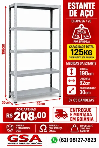 Estante de aço com 5 prateleiras ( Entrega grátis para Goiânia! )