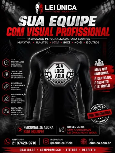 Rashguard personalizada para equipe de jiu-jitsu